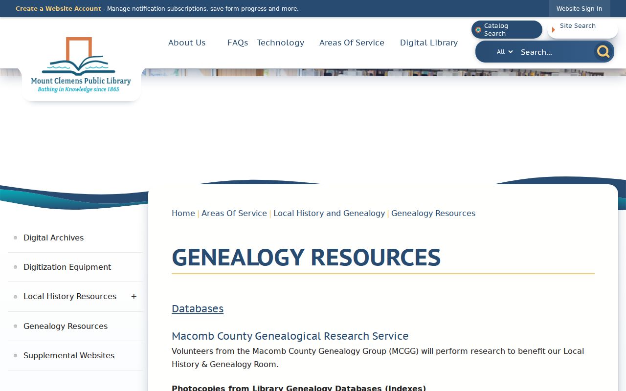 Macomb city directory genealogy research service at Mount Clemens Public Library