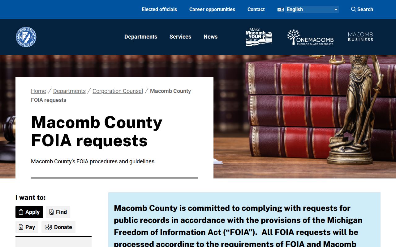 Macomb County residents directory county FOIA instructions