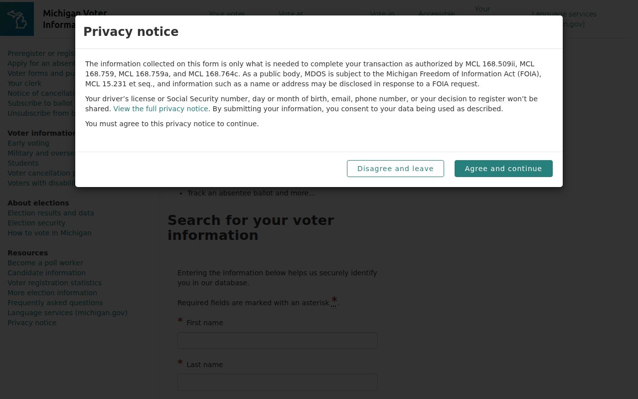 Macomb County residents directory Michigan voter lookup fields