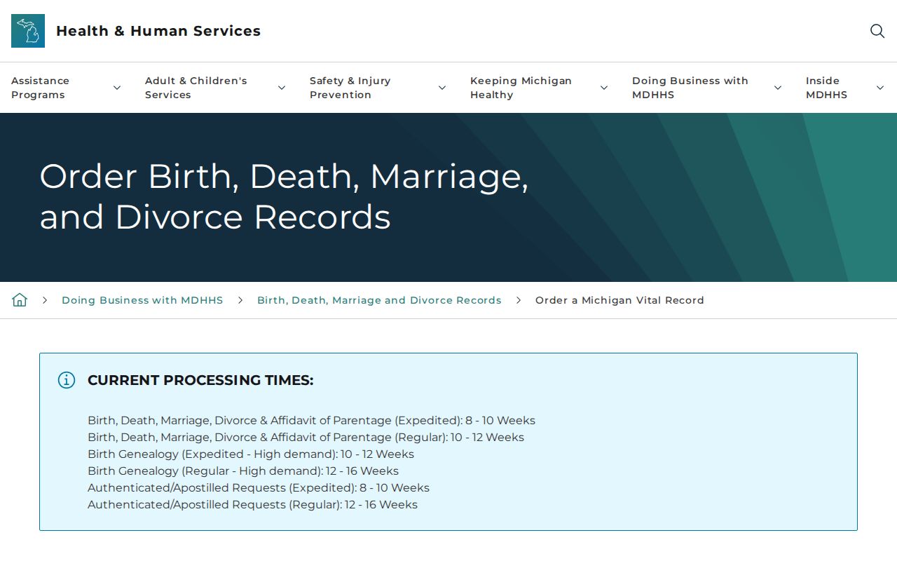 Macomb County residents directory Michigan vital records order options